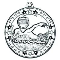 Swimming Tri Star Medal Silver 2in