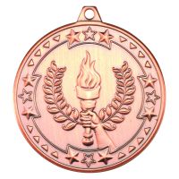 Victory Torch Tri Star Medal Bronze 2in