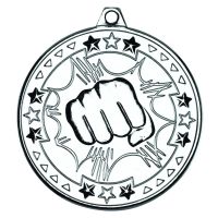 Martial Arts Tri Star Medal Silver 2in