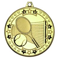 Tennis Tri Star Medal Gold 2in