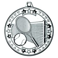 Tennis Tri Star Medal Silver 2in