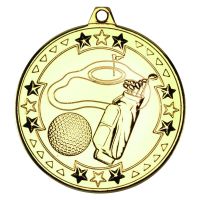 Golf Tri Star Medal Gold 2in