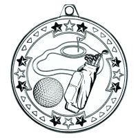 Golf Tri Star Medal Silver 2in