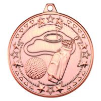 Golf Tri Star Medal Bronze 2in