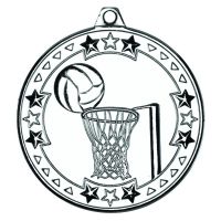 Netball Tri Star Medal Silver 2in