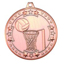 Netball Tri Star Medal Bronze 2in