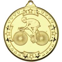 Cycling Tri Star Medal Gold 2in