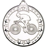 Cycling Tri Star Medal Silver 2in