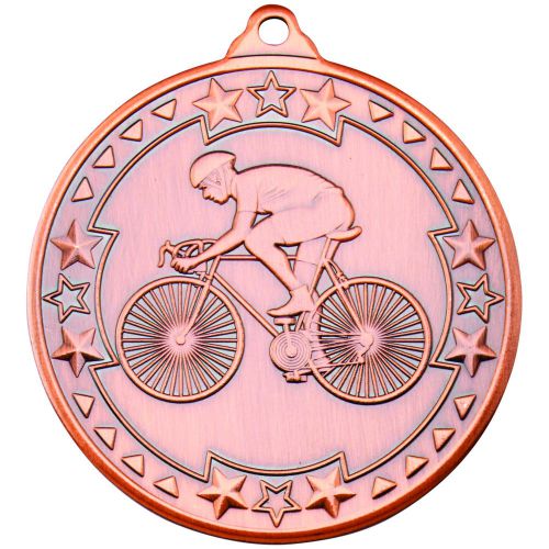 Cycling Tri Star Medal Bronze 2in