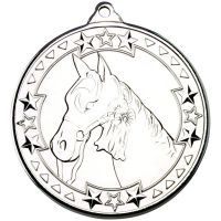 Horse Tri Star Medal Silver 2in
