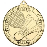 Badminton Tri Star Medal Gold 2in : New 2019