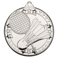 Badminton Tri Star Medal Silver 2in : New 2019