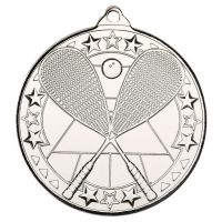 Squash Tri Star Medal Silver 2in : New 2019