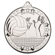 Volleyball Tri Star Medal Silver 2in : New 2019