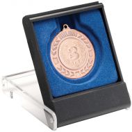 Black/Clear Medal Box Small (40/50mm Recess Blue ) 3.5in