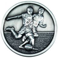 Football Players Medallion Antique Silver 2.75in