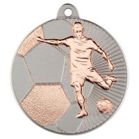 Football Two Colour Medal - Matt Silver/Bronze 2in