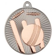 Cricket Two Colour Medal - Matt Silver/Bronze 2in