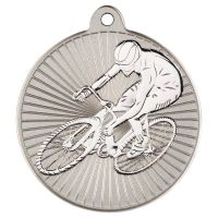 Cycling Two Colour Medal - Matt Silver/Silver 2in