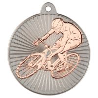 Cycling Two Colour Medal - Matt Silver/Bronze 2in