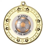 Clearance Football Player of the Match Medal Metal - Gold 2in