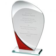 Jade Glass Curved Plaque Red/Silver Detail - 6.5in
