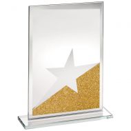 Jade Glass Rectangle Plaque With Gold/Silver Glitter Detail - 7.25in : New 2018