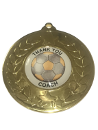 Thank You Coach Football Medal Metal - Gold 2in