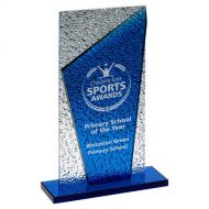 Blue Glass Plaque And Base With Clear Frosted Backdrop - 9.75in : New 2022